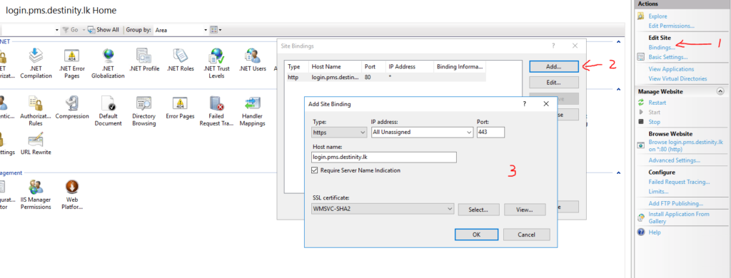 mapping domain name after website creation on iis
